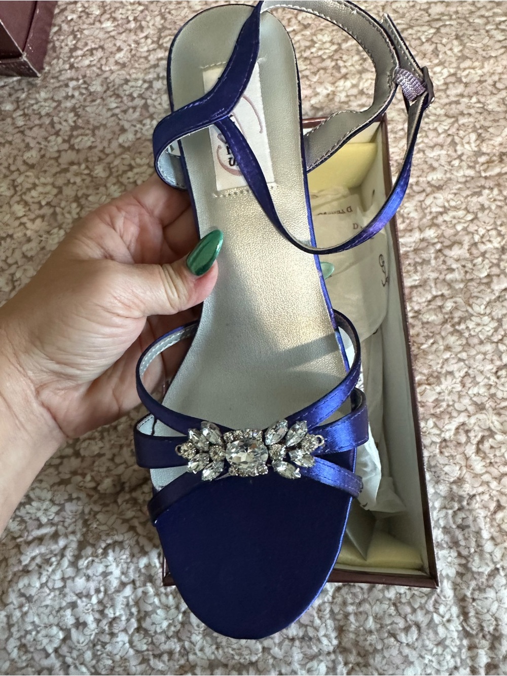 Elegant Blue Satin Embellished Women's Sandal